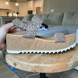 Leopard Print Cork Wedge Sandals